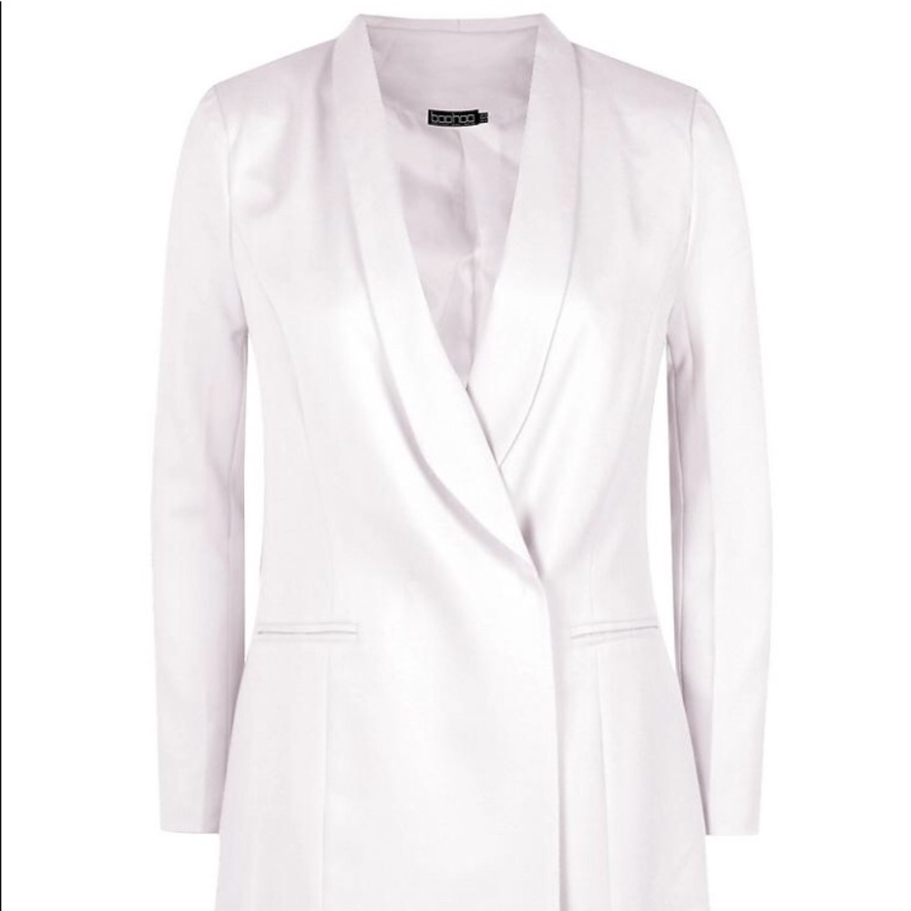 White Asymmetric Blazer Dress